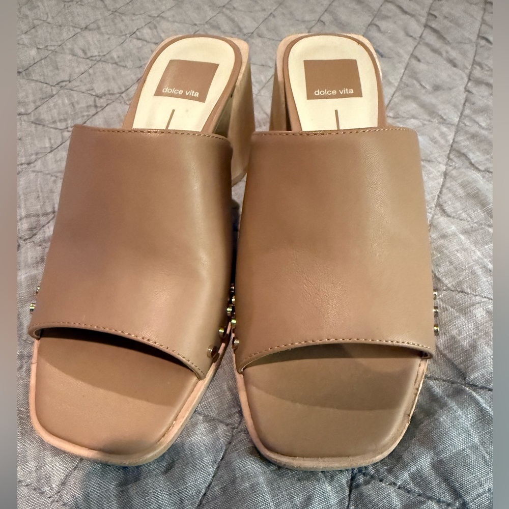 Dolce Vita Tan Square-Toe Mules